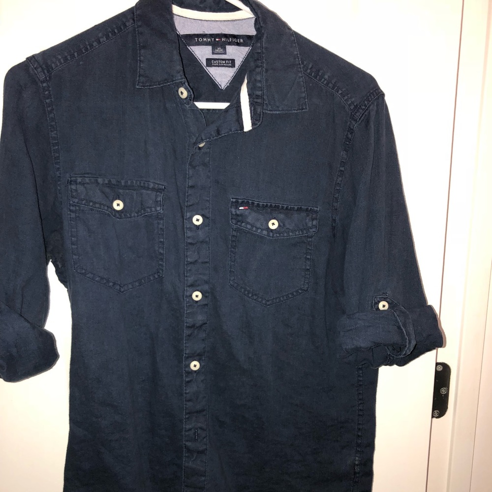 Navy, Tommy Hilfger, Button Down Shirt